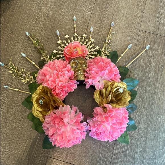 Day of the Dead Headpiece Frida Costume Mexican Floral Crown Rose pink - Picture 1 of 3